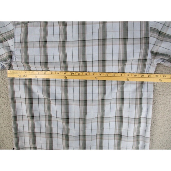 Oneill Shirt Mens Medium Blue Plaid Button Down Short‎ Sleeve Pocket - Picture 9 of 12
